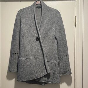 Oska ITALY Grey Open Front Single Button Closure Cardigan Luxury Sweater